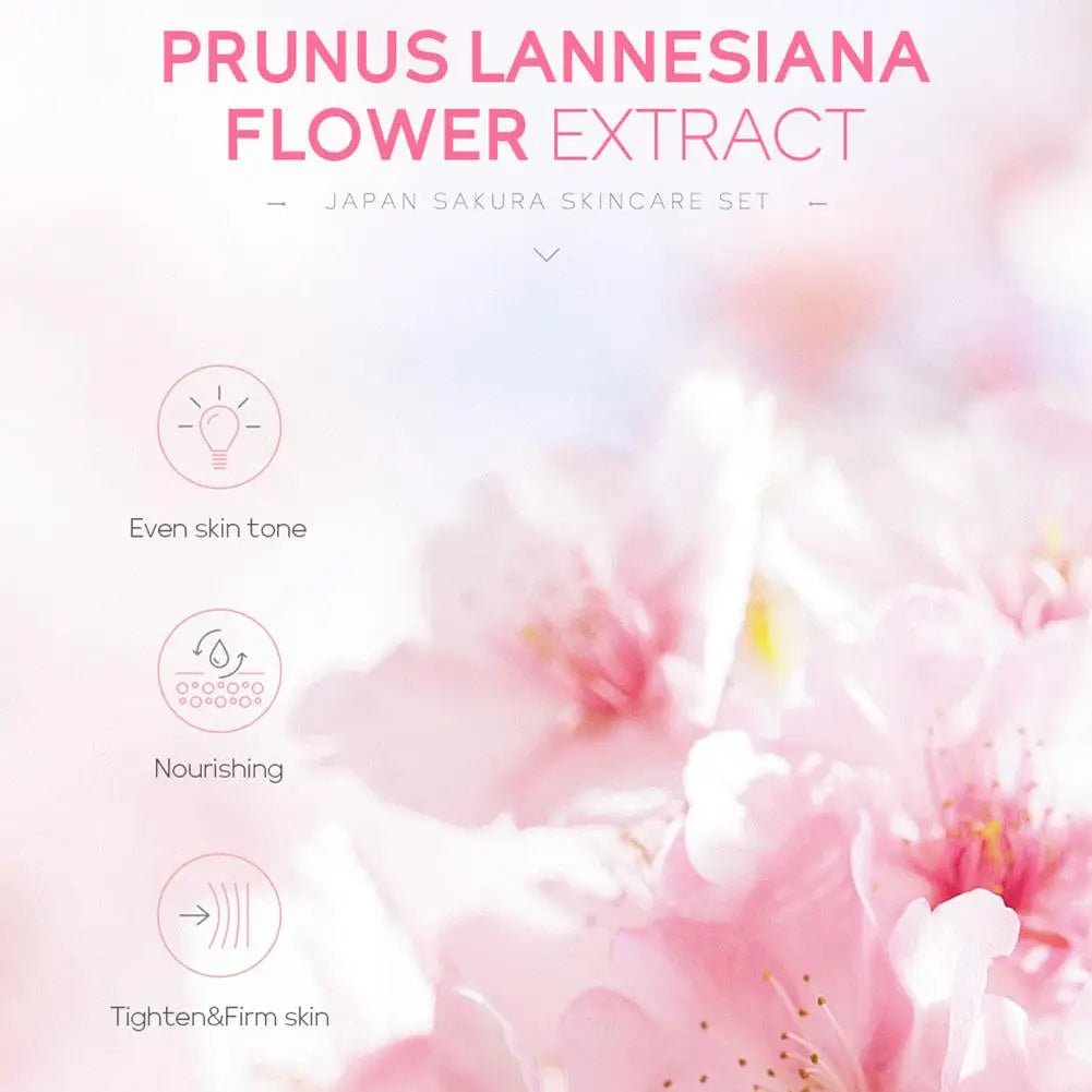 Japan Sakura Skincare Set – Facial Cleanser, Toner, Serum, Cream & Eye Cream (5 pcs) - CosmétiquebyLyria