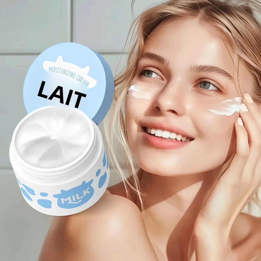 Milk Skincare Set - Hypoallergenic and Moisturizing | Facial Cleanser + Essence + Face Cream + Hair Band + Cleansing Brush - CosmétiquebyLyria