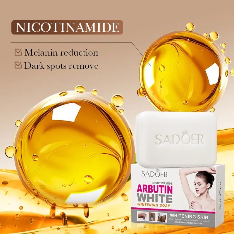 SADOER Brightening Facial Soap – Arbutin & Niacinamide for Deep Cleansing & Radiant Skin - CosmétiquebyLyria