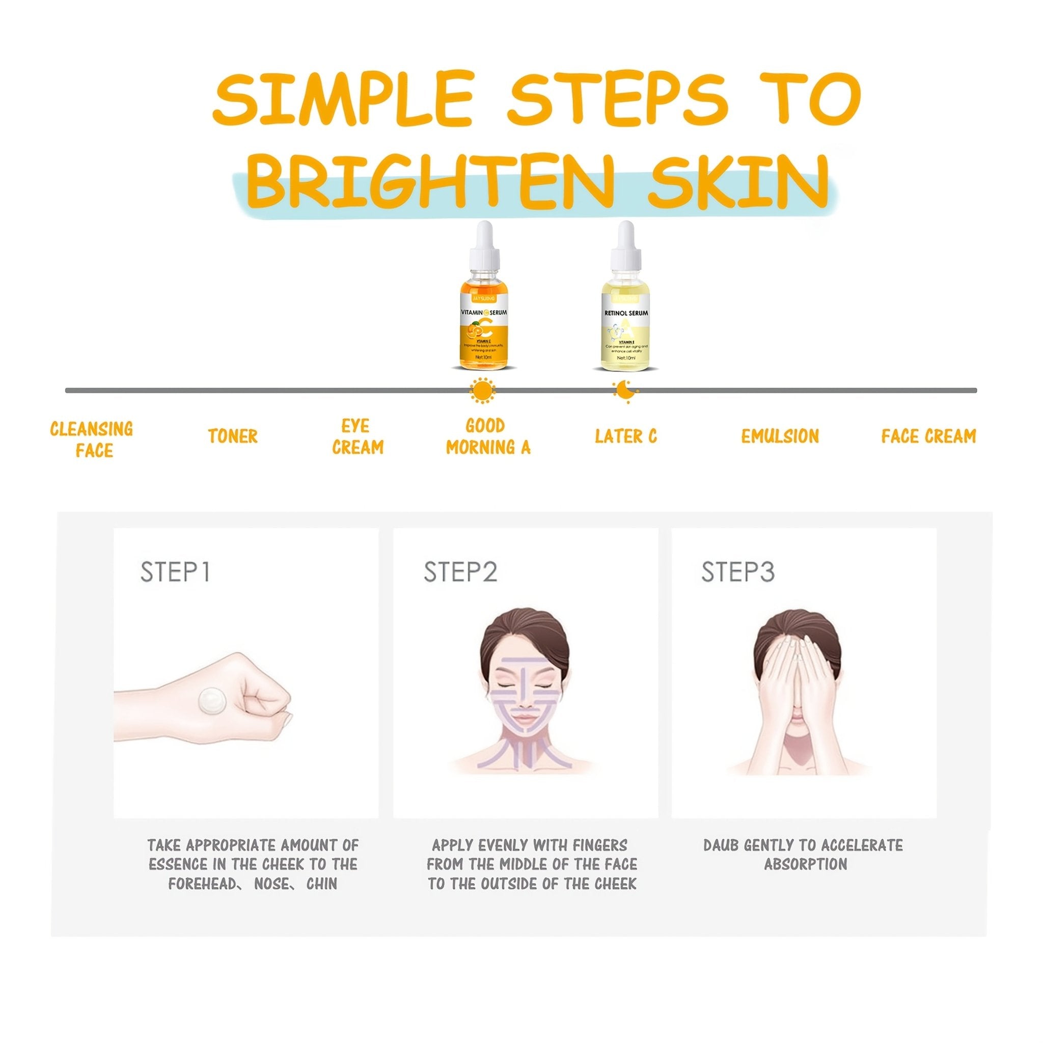 Vitamin C & Retinol Face Serums – Brightening & Anti - Aging Day & Night Skincare Set - CosmétiquebyLyria