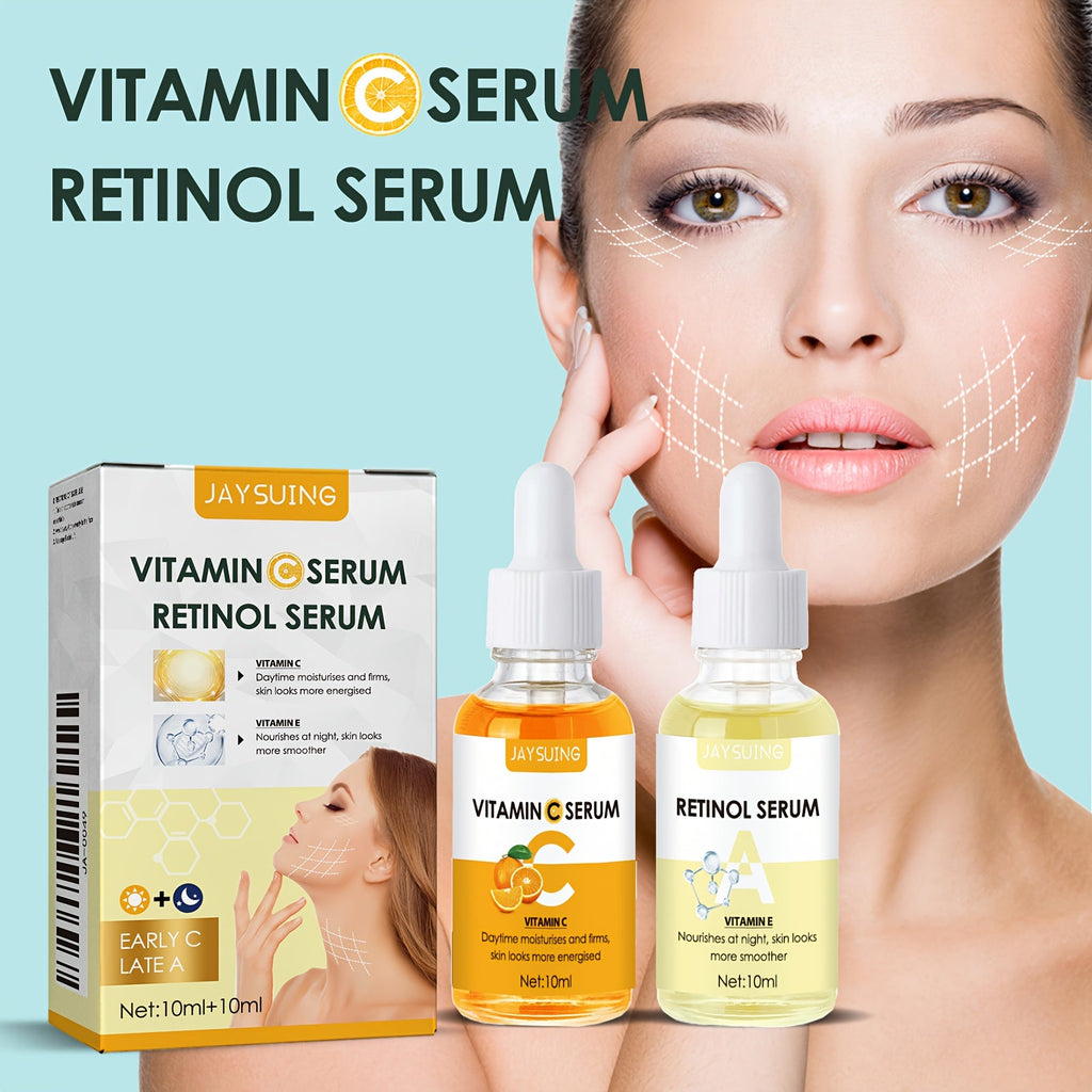 Vitamin C & Retinol Face Serums – Brightening & Anti - Aging Day & Night Skincare Set - CosmétiquebyLyria