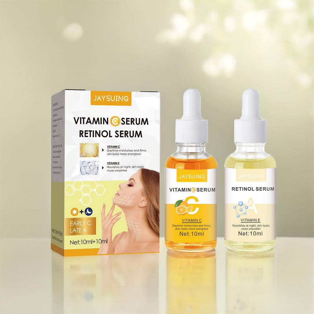 Vitamin C & Retinol Face Serums – Brightening & Anti - Aging Day & Night Skincare Set - CosmétiquebyLyria