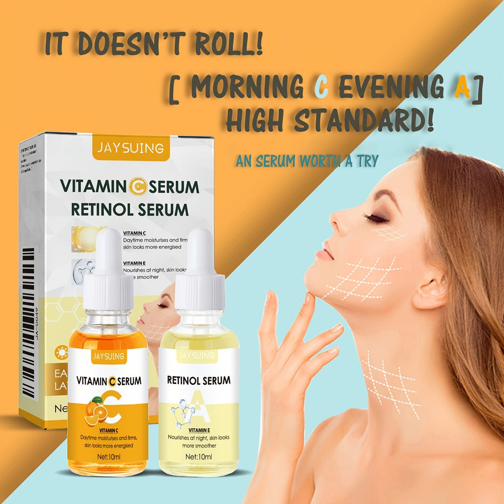 Vitamin C & Retinol Face Serums – Brightening & Anti - Aging Day & Night Skincare Set - CosmétiquebyLyria