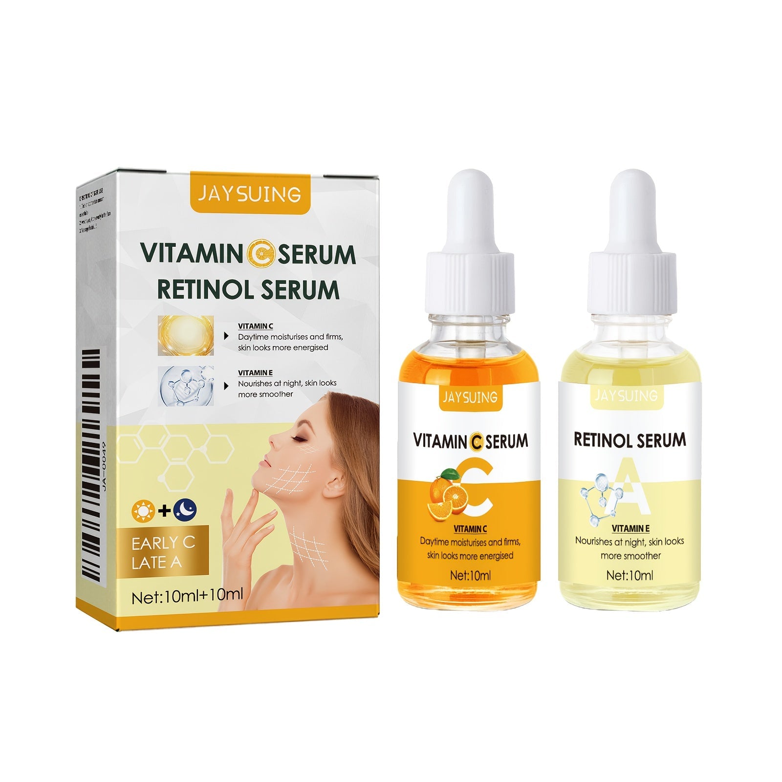 Vitamin C & Retinol Face Serums – Brightening & Anti - Aging Day & Night Skincare Set - CosmétiquebyLyria